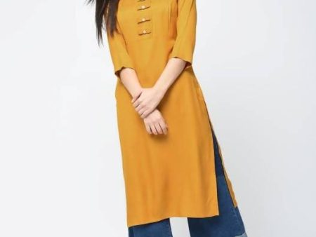 Aniyah Rayon Solid Straight Mustard Color Kurta (AN-110K) Online Hot Sale