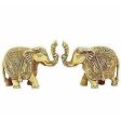 Brass Trunk up Elephant Statues Set of 2 - Showpiece Statue For Sale