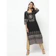 Cheera Black Straight Foil Printed Long Kurta For Cheap