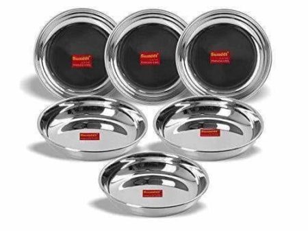 Stainless Steel Heavy Gauge Small Halwa Plates with Mirror finish -  Set of 6pc Online