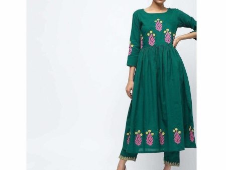 Cheera Pintuck A-Line Block Print Kurta With Border Design Straight Plazo Pant Online Hot Sale