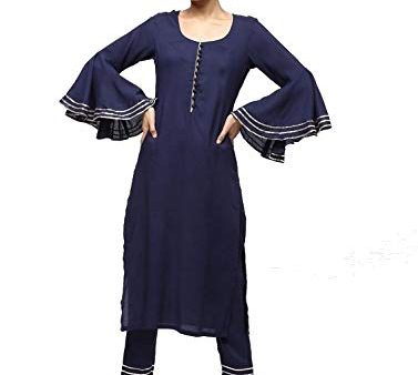 Cheera Straight Kurta With Bell Sleeve Gotta Work Design And Straight Gotta Work Plazo Pant Online Sale