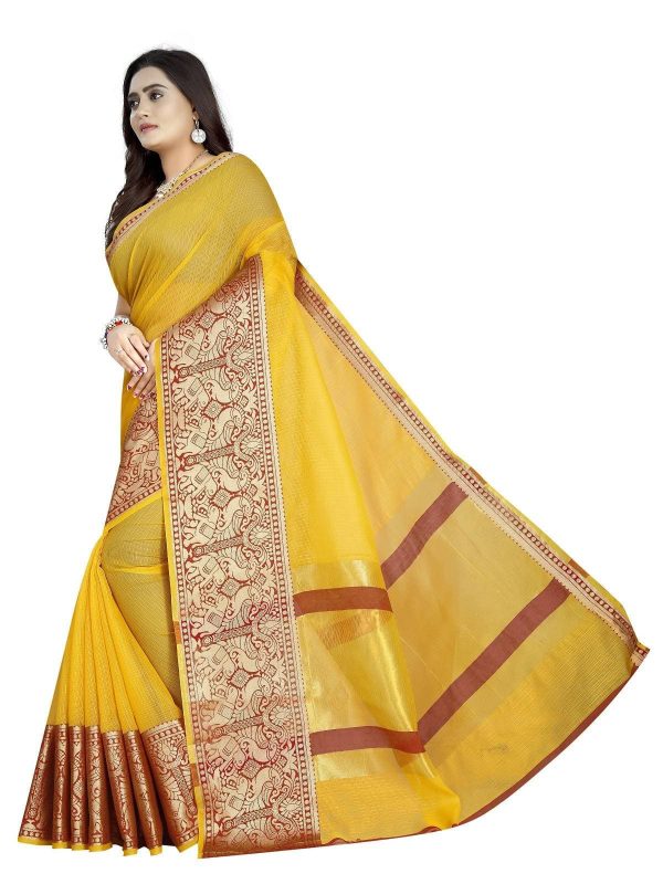 Vamika Banarasi Jaquard Yellow Weaving Saree For Discount