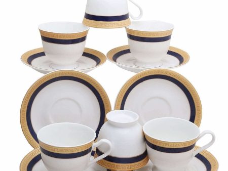 Classical Golden Border Cup Set with Saucer, Set of 12, 200ml Online now