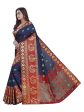 Vamika Banarasi Cotton Silk Navy Blue Weaving Saree For Cheap