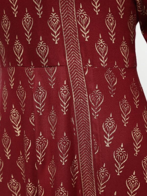 Cheera Angrakha All Over Butta Foil Printed Kurta With Beautiful Border Design For Sale