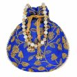 Ethnic Silk Potli bag Clutch Batwa Pouch with Embroidery and Metal Bead work Gift For Women Cheap