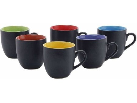 Black Mat Multicolour Tea Coffee Cups, 180 Ml, Set of 6 Pieces. Supply