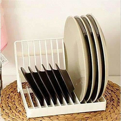 White Color - Folding Plastic Kitchen Dish Rack Stand Plate Holder - 2 Piece Sale