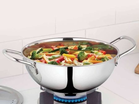 Borosil Stainless Steel Deep Kadhai With Lid, 2.3 Litre Online now