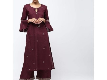 Cheera Straight Front Keyholl Elegant Kurta With Bell Sleeve Design Online now