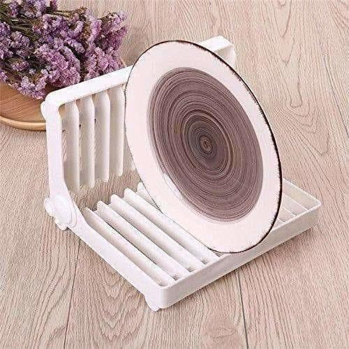 White Color - Folding Plastic Kitchen Dish Rack Stand Plate Holder - 2 Piece Sale