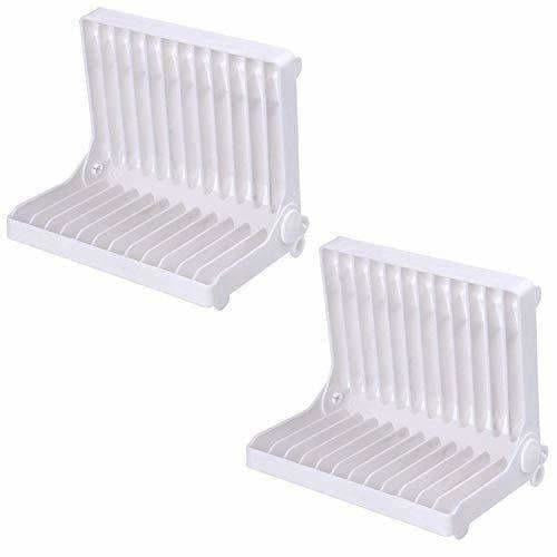 White Color - Folding Plastic Kitchen Dish Rack Stand Plate Holder - 2 Piece Sale