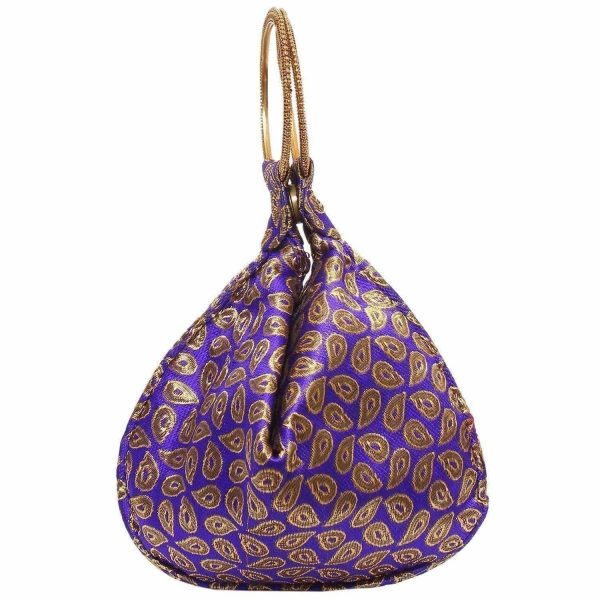 Ethnic Clutch Silk Potli Batwa Pouch Bag with Metal Bead work Sale