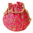 Ethnic Clutch Silk Potli Batwa Pouch Bag with Metal Bead work Gift Supply