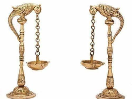 Brass - Pair Of Bird Diya Oil Lamp Stand Cheap