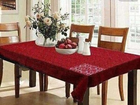 Cotton Dining Table Cover 6 Seater - Maroon Hot on Sale