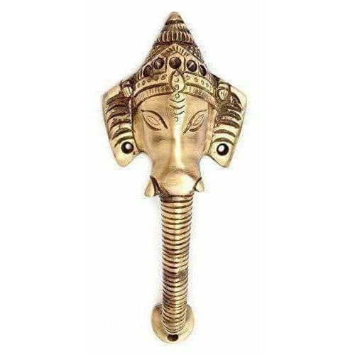 Brass Crown Ganesha Door Handle Hot on Sale