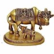 Brass Holy Kamdhenu Cow and Calf Sculpture For Sale