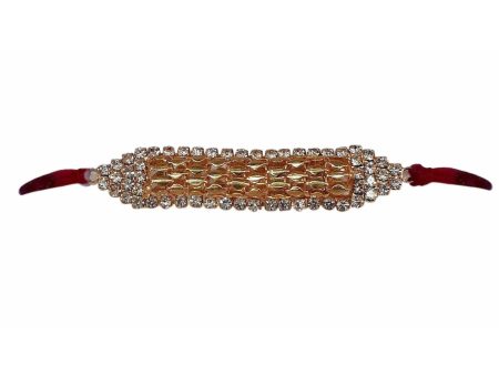 White Stone Border with Gold Color Bracelet Rakhi Cheap