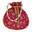 Ethnic Silk Potli bag Clutch Batwa Pouch with Embroidery and Metal Bead work Gift For Women Cheap