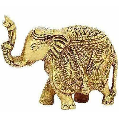 Brass Trunk up Elephant Statues Set of 2 - Showpiece Statue For Sale