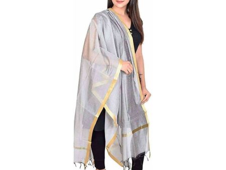 Women s Silk Plain Banarasi Golden Border Dupatta Supply