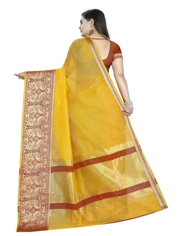 Vamika Banarasi Jaquard Yellow Weaving Saree For Discount