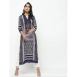 Cheera Navy Blue Straight Printed Kurta Online Sale