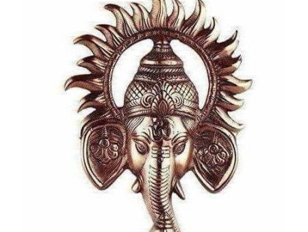 Black Metal Ganesh Ji Face Encircled With Suraj Ji Wall Hanging Online