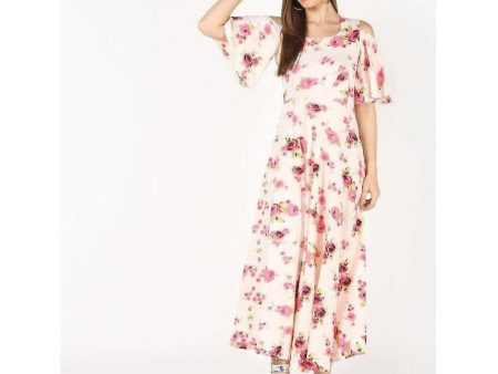 Cheera Front Princes Cut With Bell Sleeve Flowral Print Long Dress Discount