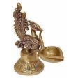 Bird Design Brass Diya Deepak Oil Lamp in Glossy Black Antique Finished Puja Item Online