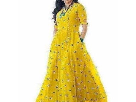 Yellow Color - Long Embroidered Kurti Discount