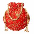 Ethnic Clutch Silk Potli Batwa Pouch Bag with Metal Bead work Gift Supply