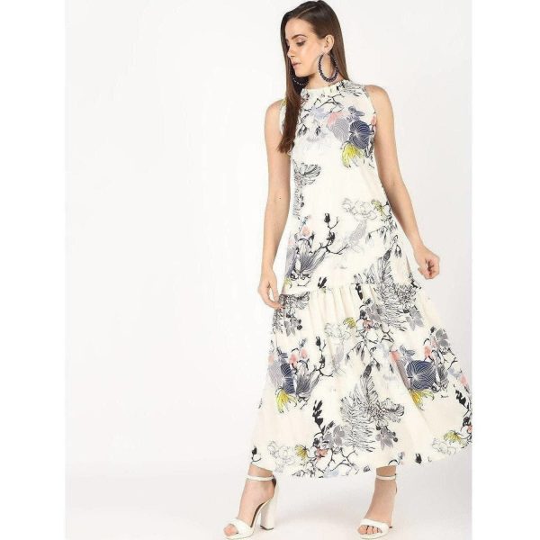 Cheera Flowral Printed Long A-Line Party Dress For Cheap