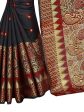 Vamika Banarasi Jaquard Black & Red Weaving Saree For Cheap