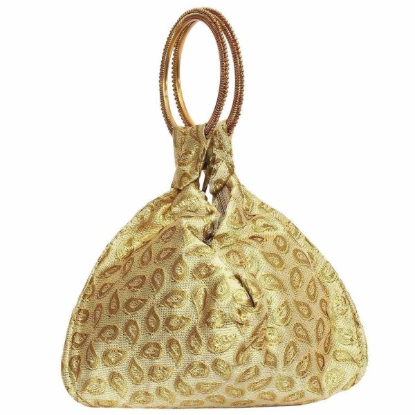 Ethnic Clutch Silk Potli Batwa Pouch Bag with Metal Bead work Sale