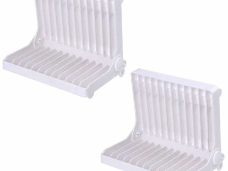 White Color - Folding Plastic Kitchen Dish Rack Stand Plate Holder - 2 Piece Sale